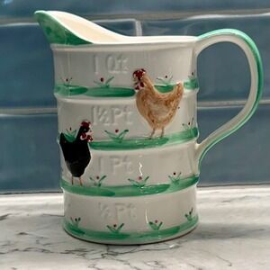 Vintage 80s Andrea West Green Ware TasteSetter Ceramic Measuring Pitcher cottage